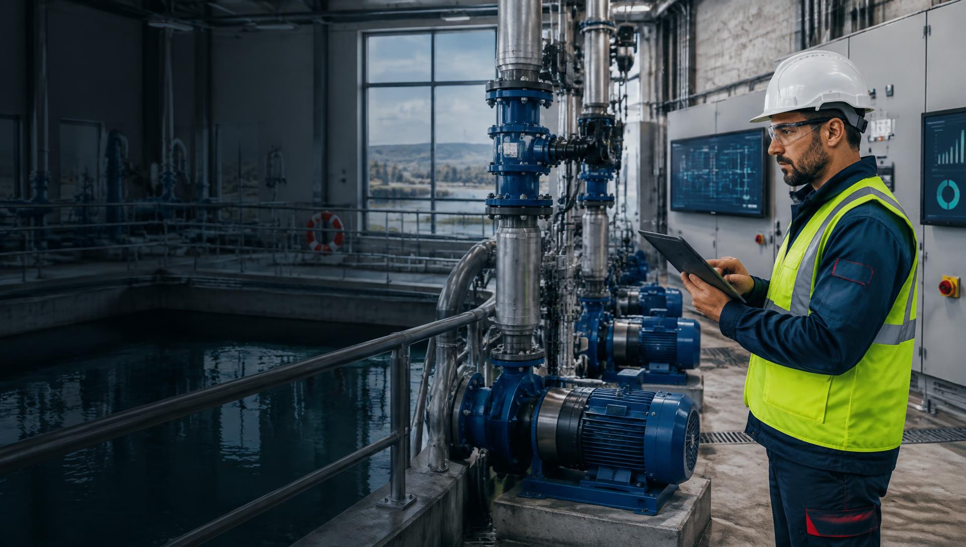 Specialist care monitorizează pompe, instalații și consumuri energetice într-o unitate industrială